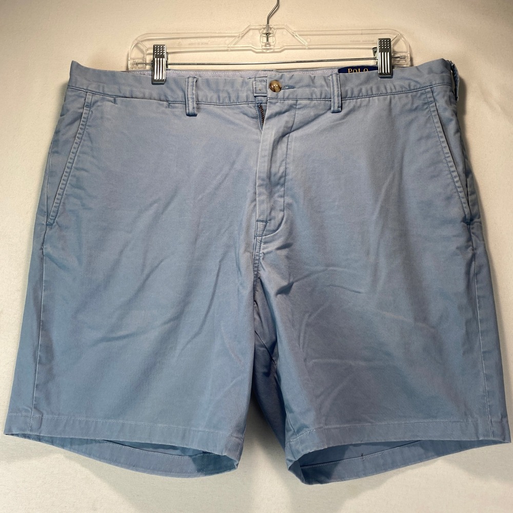 Polo Ralph Lauren Stretch Classic Fit Mens 36 Blue Cotton Chino Shorts FlatFront